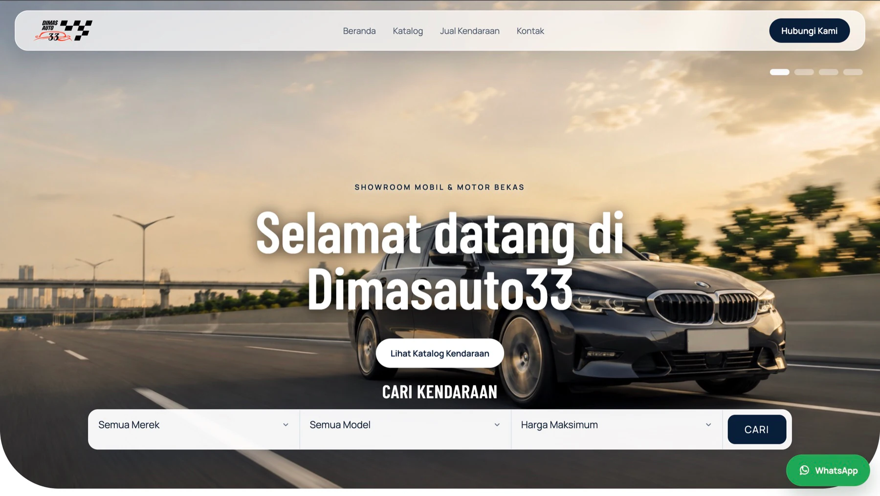 Tampilan hero website DimasAuto33
